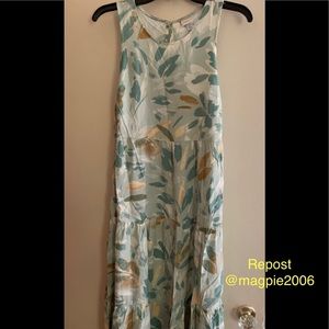 A new day green leaf and floral print midi dress